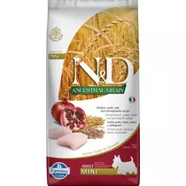 N&D Ancestral Grain Dog Adult Mini csirke,tönköly,zab&gránátalma 7kg
