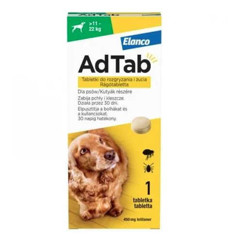 AdTab 450mg rágótabletta nagy testű kutyáknak (>11-22 kg) 