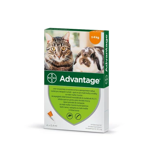 Advantage 40 macska/nyúl 0,4 ml 4 kg alatt 1x