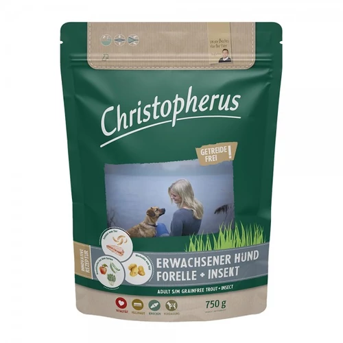 Christopherus Dog Adult Grainfree Pisztráng és rovar Small&medium 750g