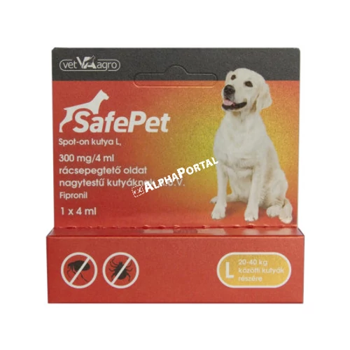 SafePet 300 mg/4 ml spot on kutya L 20-40 kg 1x